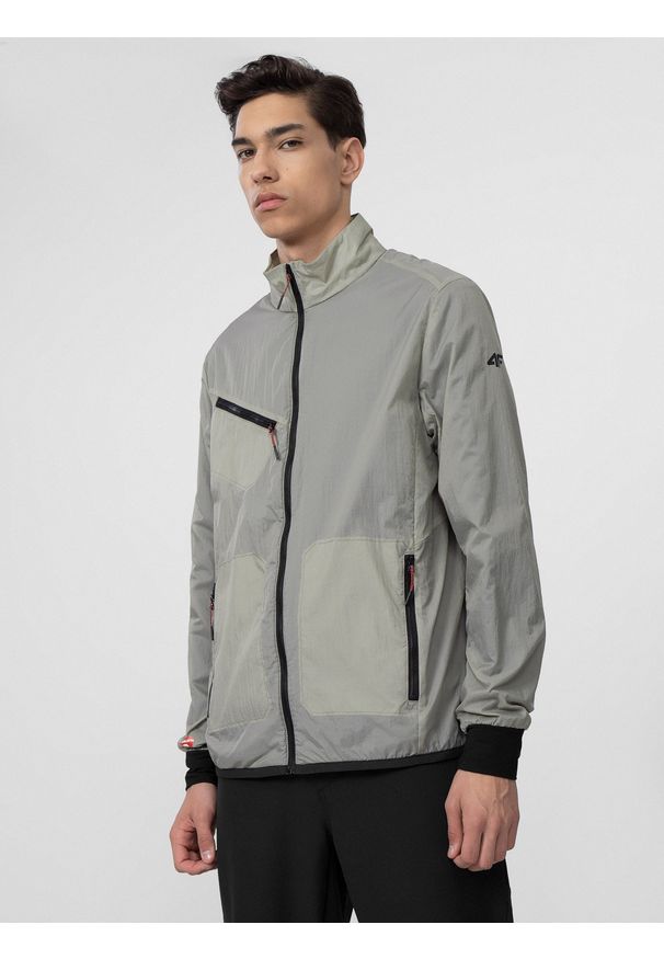 4f - Kurtka trekkingowa PrimaLoft® Active męska. Typ kołnierza: bez kaptura. Kolor: beżowy. Materiał: dzianina, tkanina
