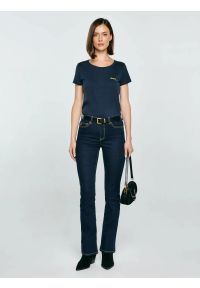 Big-Star - Koszulka damska z brokatowym nadrukiem granatowa Merra 403. Kolor: niebieski. Materiał: dzianina, puch. Długość rękawa: krótki rękaw. Długość: krótkie. Wzór: nadruk. Sezon: zima. Styl: wizytowy, klasyczny #2