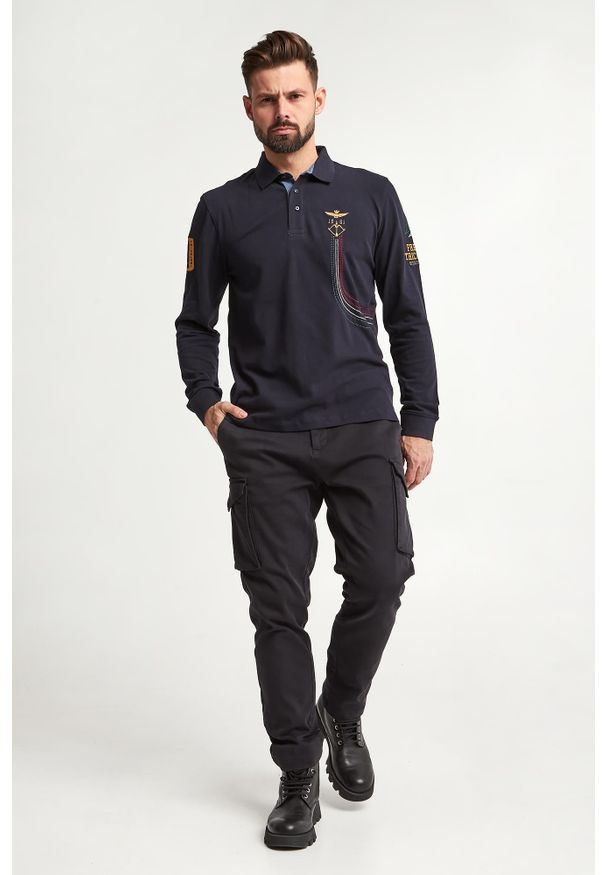 Aeronautica Militare - Longsleeve Polo męski AERONAUTICA MILITARE. Typ kołnierza: polo. Długość rękawa: długi rękaw