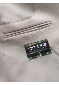 Ombre Clothing - Melanżowa męska marynarka z dodatkiem rayonu ze stójką – beżowy melanż V3. Okazja: na co dzień. Typ kołnierza: kołnierzyk stójkowy. Kolor: beżowy. Materiał: tkanina, skóra, zamsz, poliester, materiał. Wzór: melanż. Styl: klasyczny, casual #13