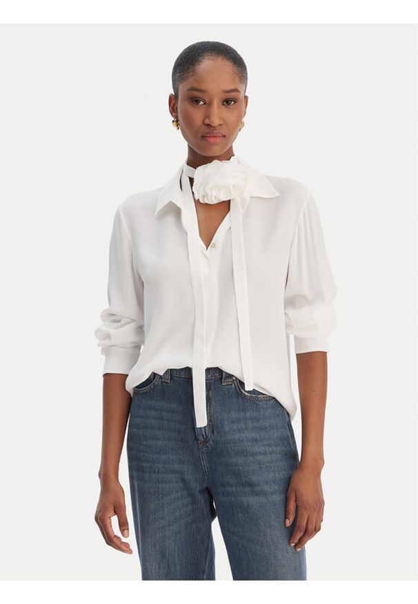 Marella Koszula Calca 2613111061 Biały Regular Fit. Kolor: biały. Materiał: acetat