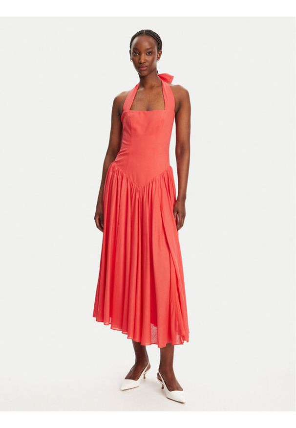 BARDOT - Bardot Sukienka koktajlowa Marabella Halter 59803DB1 Koralowy Regular Fit. Typ kołnierza: dekolt halter. Kolor: pomarańczowy. Materiał: wiskoza. Styl: wizytowy