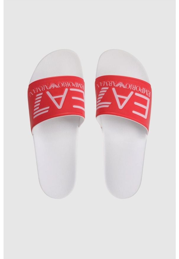 EA7 Emporio Armani - EA7 Koralowo-białe klapki z białym logo, Rozmiar 40. Kolor: biały
