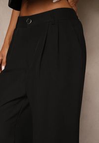 Renee - Czarne Spodnie o Szerokim Kroju High Waist Dolarenna. Okazja: na co dzień. Stan: podwyższony. Kolor: czarny. Styl: elegancki, casual #3