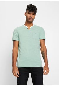 bonprix - T-shirt melanżowy 2 w 1. Kolor: zielony. Wzór: melanż