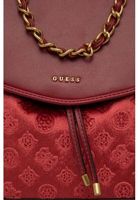 Guess Plecak damski kolor czerwony mały gładki. Kolor: czerwony. Wzór: gładki #5
