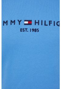 TOMMY HILFIGER - Tommy Hilfiger Bluza damska z kapturem z aplikacją. Okazja: na co dzień. Typ kołnierza: kaptur. Kolor: niebieski. Wzór: aplikacja. Styl: casual #3