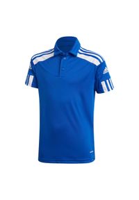 Adidas - Dziecięca koszulka polo adidas Squadra 21. Typ kołnierza: polo. Kolor: biały, wielokolorowy, niebieski