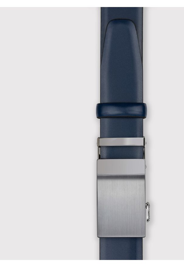 Pako Lorente - PAKO LORENTE – Granatowy skórzany pasek męski. Kolor: niebieski. Materiał: skóra. Styl: elegancki