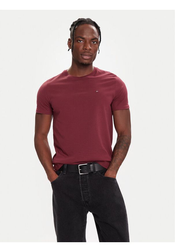 Tommy Jeans T-Shirt DM0DM04411 Bordowy Regular Fit. Kolor: czerwony. Materiał: bawełna