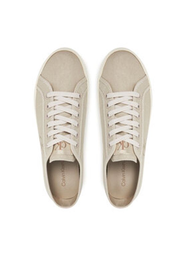 Calvin Klein Jeans Tenisówki Ess Vulc Low Cv Mg Wn YW0YW01762 Beżowy. Kolor: beżowy. Materiał: materiał