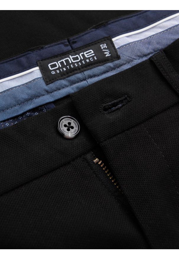 Ombre Clothing - Spodnie męskie chino SLIM FIT - czarne V4 OM-PACP-0186 - XL. Kolor: czarny. Materiał: bawełna