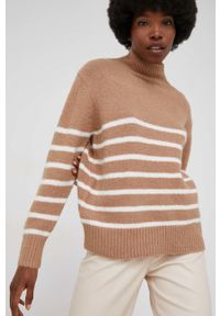 Answear Lab Sweter z wełną damski kolor brązowy z półgolfem. Kolor: brązowy. Materiał: wełna. Długość rękawa: długi rękaw. Długość: krótkie. Styl: wakacyjny #3