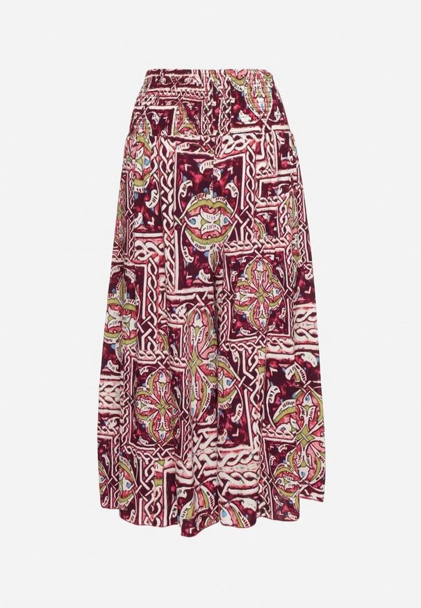 Born2be - Fioletowe Bawełniane Spodnie Culotte z Wysokim Stanem i Gumką w Talii w Boho Stylu Olovia. Stan: podwyższony. Kolor: fioletowy. Materiał: bawełna. Styl: boho