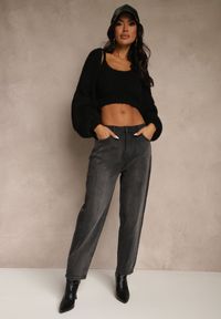 Renee - Szare Jeansy Mom Fit High Waist Ralima. Stan: podwyższony. Kolor: szary. Długość: długie #3