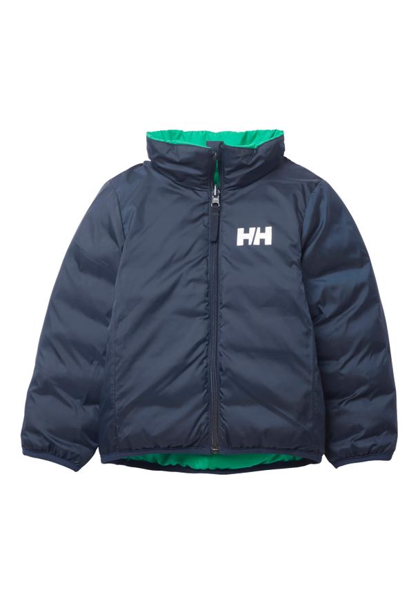 Dziecięca dwustronna kurtka puchowa Helly Hansen Dalen. Kolor: żółty, wielokolorowy, zielony. Materiał: puch