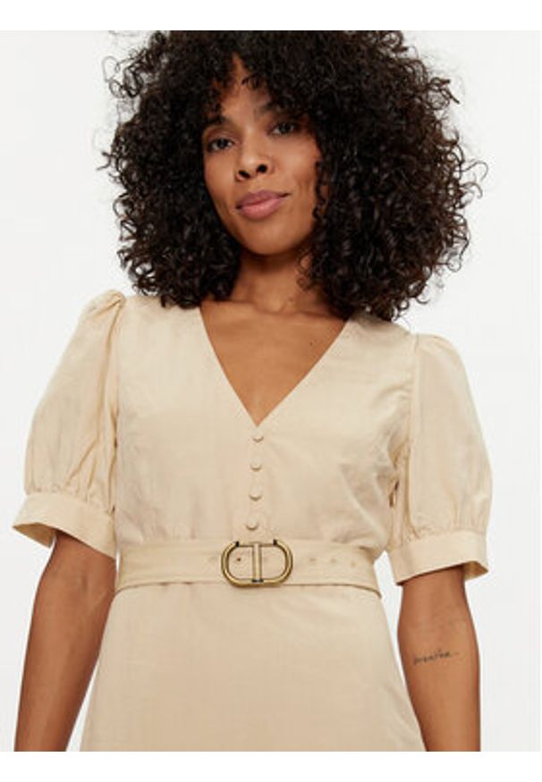 TwinSet - TWINSET Sukienka letnia 241TP2521 Beżowy Regular Fit. Kolor: beżowy. Materiał: lyocell. Sezon: lato