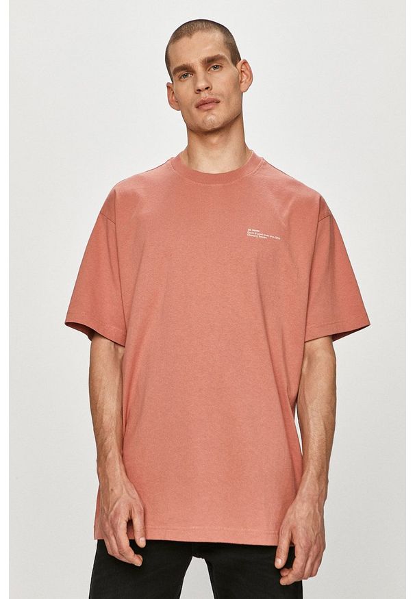 Dr. Denim - T-shirt. Kolor: różowy. Materiał: denim. Wzór: nadruk