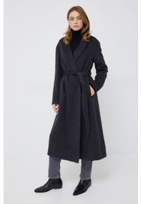 Calvin Klein płaszcz wełniany kolor czarny przejściowy. Okazja: na co dzień. Kolor: czarny. Materiał: wełna. Styl: casual, klasyczny #3