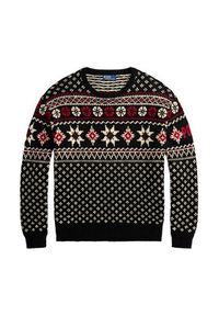 Polo Ralph Lauren Sweter 710982258001 Czarny Regular Fit. Typ kołnierza: polo. Kolor: czarny. Materiał: bawełna #5