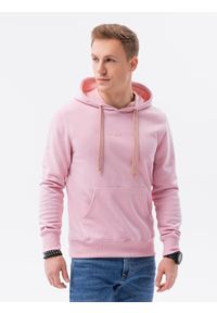 Ombre Clothing - Bluza męska w mocnych kolorach B1351 - różowa - XXL. Typ kołnierza: kaptur. Kolor: różowy. Materiał: poliester, bawełna. Wzór: nadruk
