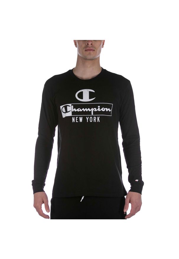 Champion - Longsleeve treningowy męski. Kolor: czarny. Materiał: bawełna. Długość rękawa: długi rękaw