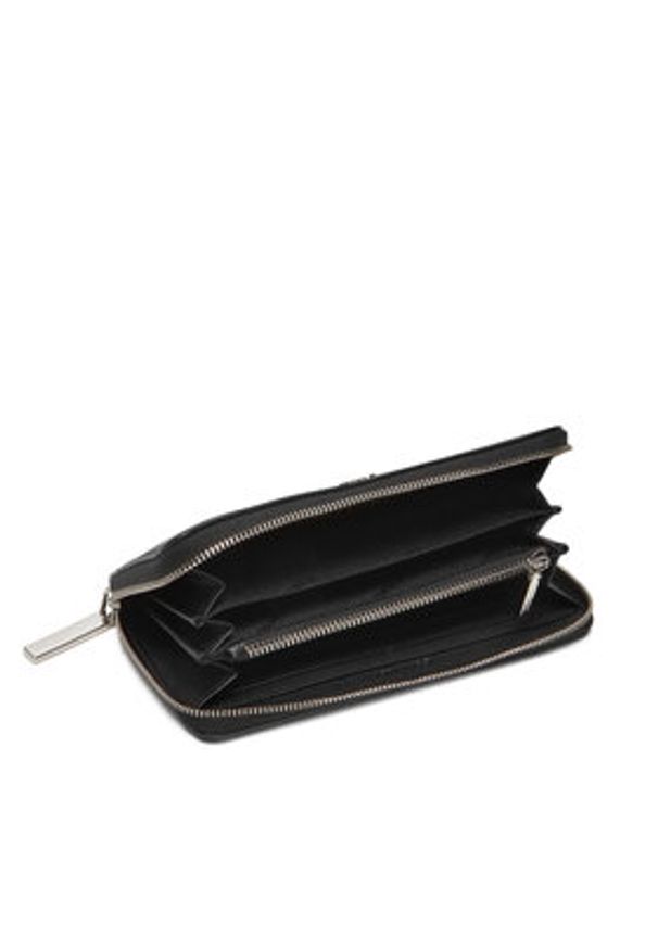 Calvin Klein Duży Portfel Damski Ck Re-Lock Large Zip Around LV04F1034G Czarny. Kolor: czarny. Materiał: skóra