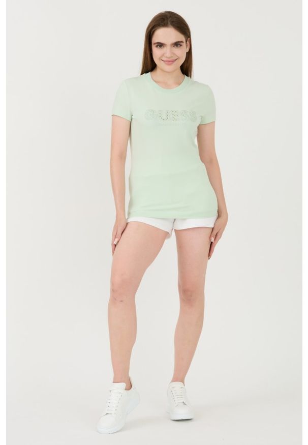 Guess - GUESS Zielony t-shirt Sangallo Tee. Kolor: zielony