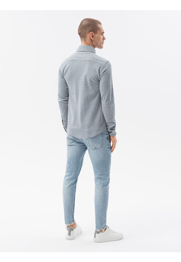 Szara koszula Ombre Clothing z długim rękawem, długa