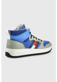 Tommy Jeans sneakersy skórzane Mid Pop Basket EM0EM01015.C65. Nosek buta: okrągły. Zapięcie: sznurówki. Kolor: niebieski. Materiał: skóra. Obcas: na obcasie. Wysokość obcasa: niski #4