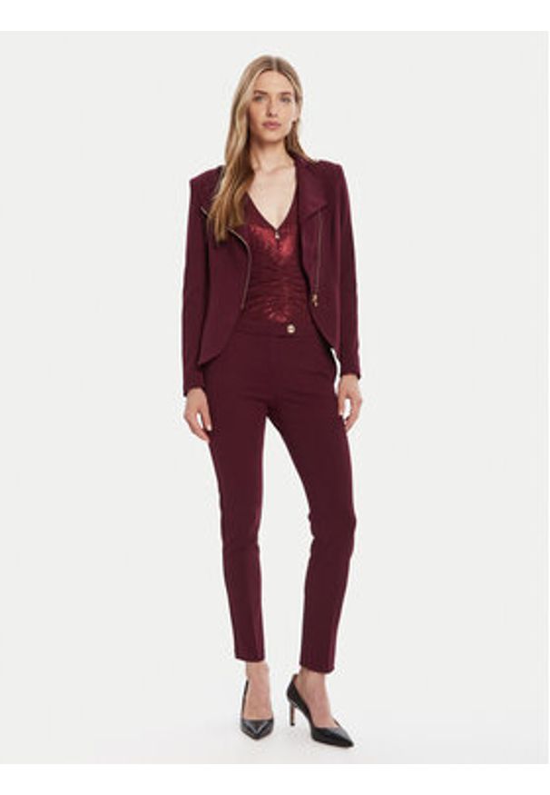 Rinascimento Chinosy CFC0126226003 Bordowy Slim Fit. Kolor: czerwony. Materiał: syntetyk