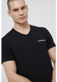Emporio Armani Underwear T-shirt (2-pack) męski kolor czarny z nadrukiem. Okazja: na co dzień. Kolor: czarny. Materiał: dzianina. Wzór: nadruk. Styl: casual