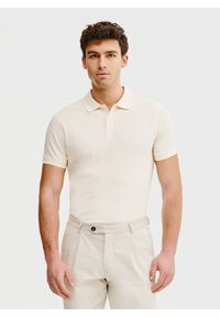 Pako Lorente - PAKO LORENTE – T-shirt polo w kolorze waniliowym. Okazja: na co dzień. Typ kołnierza: polo. Kolor: szary. Materiał: bawełna. Styl: casual
