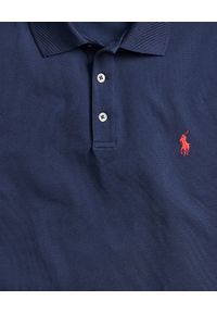 Ralph Lauren - RALPH LAUREN - Granatowa koszulka polo Slim Fit Stretch Mesh. Typ kołnierza: polo. Kolor: niebieski. Materiał: mesh. Wzór: aplikacja, haft, ze splotem. Styl: klasyczny #5