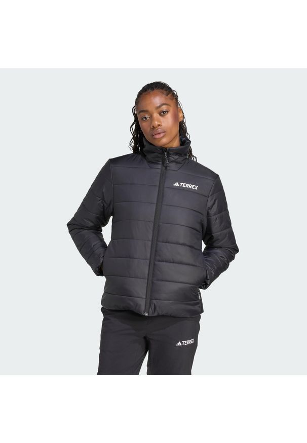 Adidas - Kurtka ocieplana Terrex Multi Essentials. Kolor: czarny, biały, wielokolorowy. Materiał: puch. Technologia: ClimaWarm (Adidas). Sport: turystyka piesza