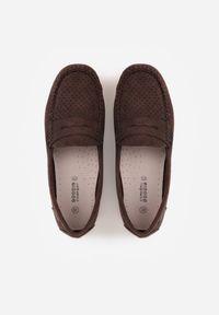 Born2be - Brązowe Ażurowe Mokasyny ze Skórzaną Wkładką Ozdobione Przeszyciami Sylilise. Okazja: na co dzień. Kolor: brązowy. Materiał: skóra. Wzór: ażurowy, aplikacja. Styl: casual, klasyczny #4