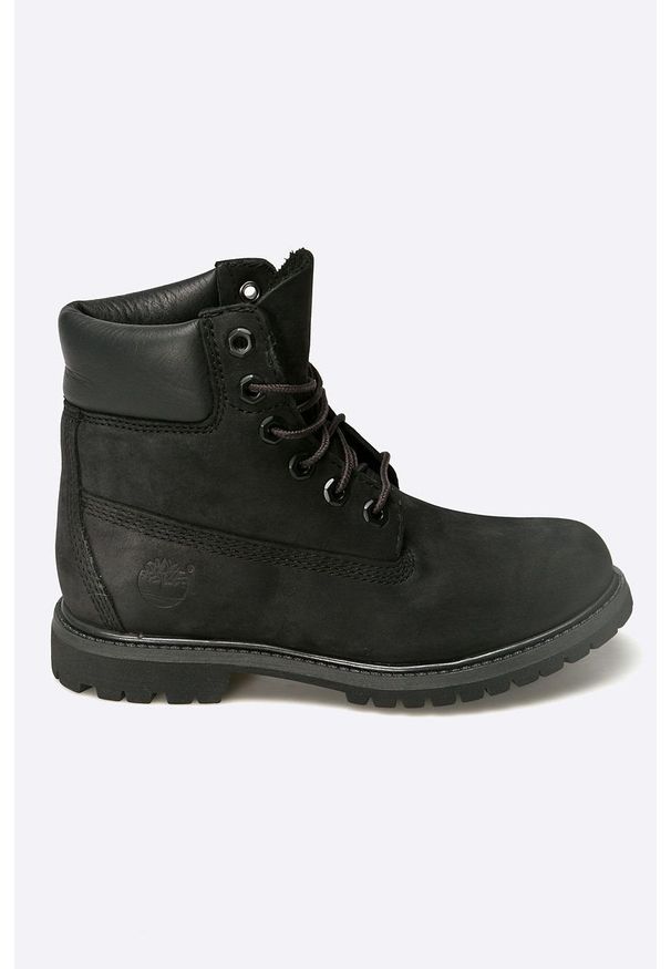 Timberland botki 6" Premium Boot damskie kolor czarny na płaskim obcasie TB08658A0011. Nosek buta: okrągły. Zapięcie: sznurówki. Kolor: czarny. Materiał: skóra. Obcas: na obcasie. Wysokość obcasa: niski