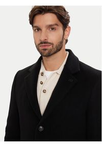 TOMMY HILFIGER - Tommy Hilfiger Płaszcz wełniany MW0MW40768 Czarny Regular Fit. Kolor: czarny. Materiał: wełna