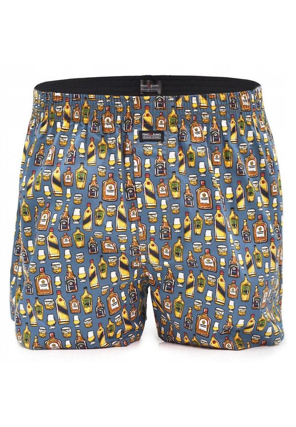 Męskie Bokserki Bawełniane - Pako Jeans - w Butelki i Kufle. Kolor: wielokolorowy. Materiał: bawełna