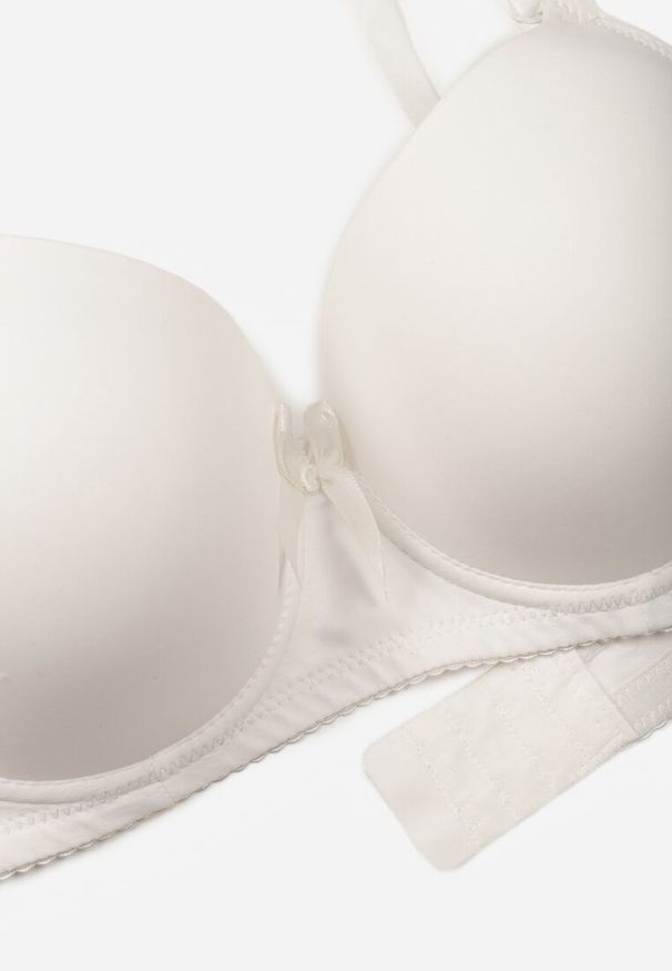 Born2be - Jasnobeżowy Gładki Biustonosz Zdobiony Kokardką Ocerien. Kolor: beżowy. Materiał: koronka. Wzór: aplikacja, gładki