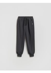 Reserved - Bawełniane spodnie jogger - ciemnoszary. Kolor: szary. Materiał: bawełna