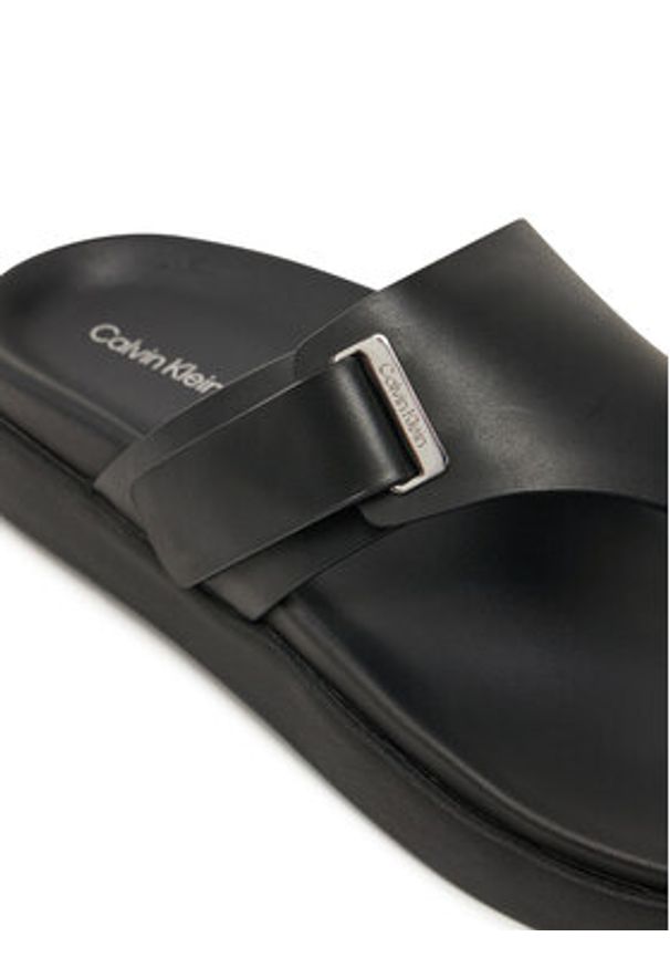 Calvin Klein Sandały Flat Adj Tp Eyelet HW0HW02349 Czarny. Kolor: czarny. Materiał: skóra