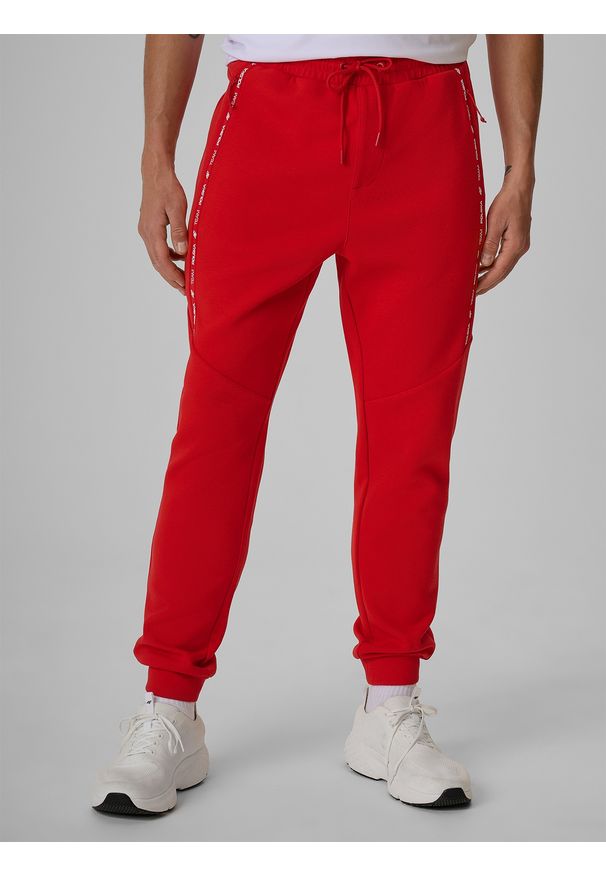 4f - 4F Spodnie kibica joggery męskie - czerwone XL. Kolor: czerwony. Materiał: materiał, dresówka, bawełna, dzianina. Wzór: gładki