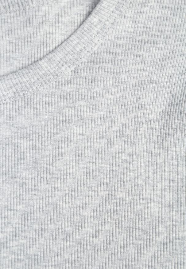 Renee - Szary Bawełniany T-shirt o Dopasowanym Kroju z Prążkowanego Materiału Lailya. Kolor: szary. Materiał: materiał, bawełna, prążkowany. Styl: elegancki