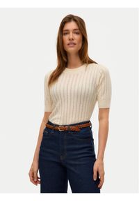 Vero Moda Sweter Morena 10321893 Beżowy Slim Fit. Kolor: beżowy. Materiał: bawełna #1