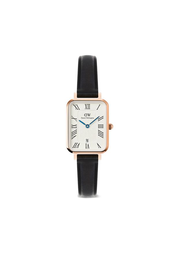 Daniel Wellington Zegarek Quadro Sterling Roman Numerals DW00100862 Czarny. Kolor: czarny. Materiał: skóra