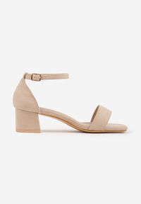 Renee - Ciemnobeżowe Eleganckie Sandały VICES na Klockowym Obcasie z Paskiem Wokół Kostki Undimora. Zapięcie: pasek. Kolor: beżowy. Materiał: zamsz, skóra. Sezon: lato. Obcas: na obcasie. Styl: elegancki. Wysokość obcasa: średni #5