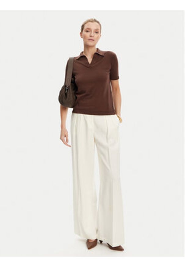 Weekend Max Mara Polo Roncolo 2525366071 Brązowy Regular Fit. Typ kołnierza: polo. Kolor: brązowy. Materiał: bawełna