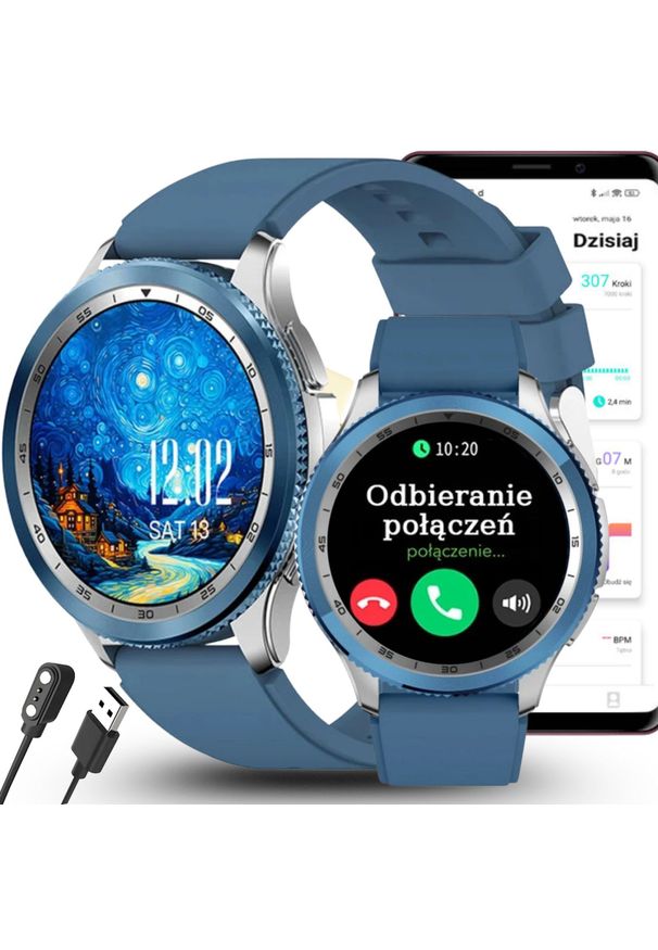 Rubicon - Smartwatch AMOLED Rozmowy Bluetooth Puls Ciśnienie Sport. Rodzaj zegarka: smartwatch. Styl: sportowy