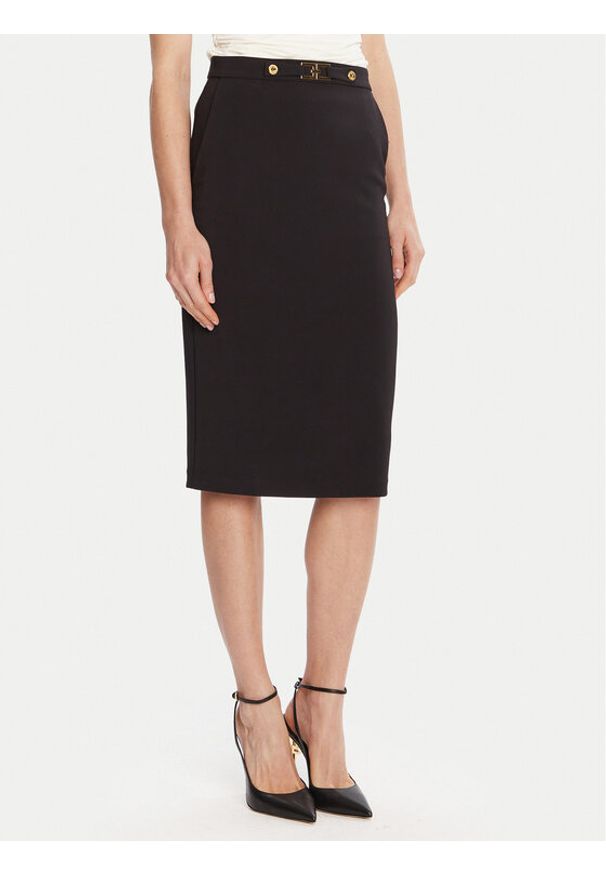 Elisabetta Franchi Spódnica ołówkowa GO-137-56E2-V320 Czarny Regular Fit. Kolor: czarny. Materiał: syntetyk